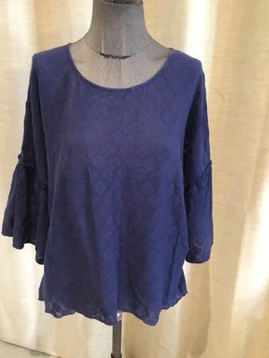 Très Belle Blouse Coton Dentelle Marine Leon & Harper 36 Tbe - Photo 1/4
