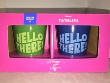 2 Tabitha Brown Metal Tumblers “Hello There” NEW Boxed Blue & Green
