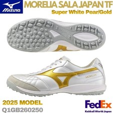 MIZUNO Futsal Shoes MORELIA SALA JAPAN TF Super White Pear/Gold Q1GB260250 2025