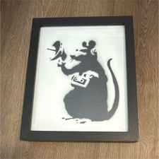 Banksy Dismaland Rat Stencil stampa su tela 2015 Weston-super-Mare UK 10,5x8,5
