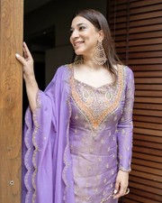 Lilac Salwar Kameez Pakistani Dress Ready made Suit Wedding Party Bollywood 5XL