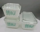 Vintage 3 Pyrex Amish Butterprint Refrigerator Dish Lot with Lids 0501 0502 EUC