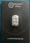 1oz Fine 999.9 Silver Cast Bar - Bullion - Wessex Mint in sealed assay