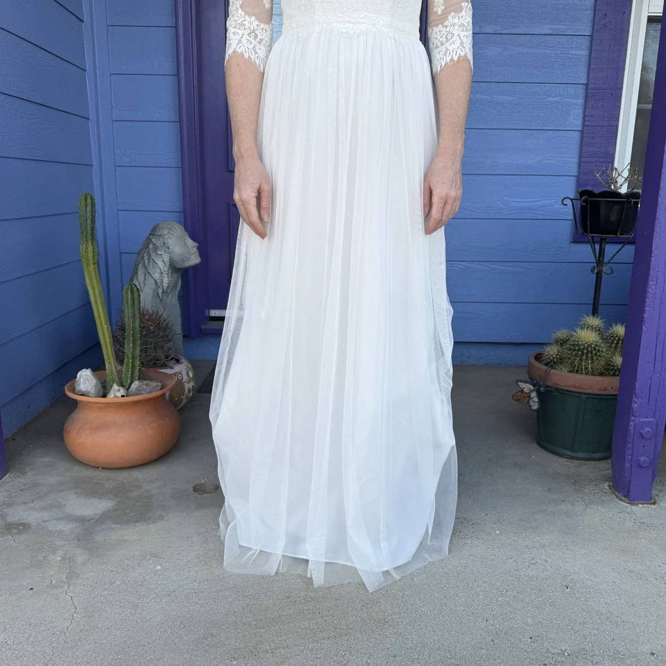 Vestido de novia Galina manga 3/4 marfil ilusión talla 4 David WG3817 Foto 3 de 4