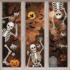 Skeleton Halloween Window Clings, Halloween Stickers for Halloween Decorations I
