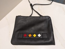 Borsa a tracolla Carpisa nera cerniera tracolla regolabile accenti diamantati colorati 
