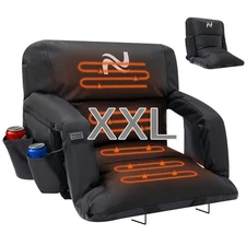 H&ZT Heated Stadium Seat for Bleachers with Back Support Standard / XXL Size