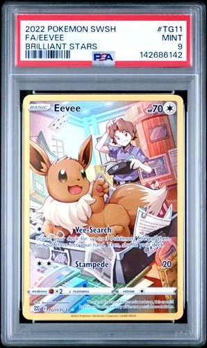 2022 POKEMON SWORD & SHIELD BRILLIANT STARS #TG11 FULL ART/EEVEE PSA 9