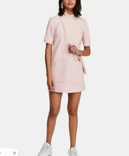 FREE PEOPLE BABY PINK M WESTHILL MINI SHIFT MOCK LEOPARD TIE POCKET DRESS XS