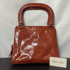 Authentic Vintage MIU MIU Dark Red Patent Leather Top Handle Bag Purse w/ Card