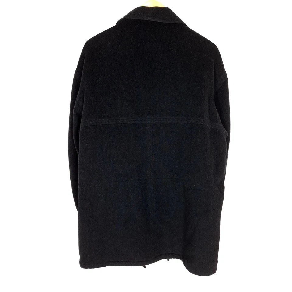 BUGATTI Men Coat Size EU55 UK46 3XL Wool Black Button-Front Long Collared - Image 2 of 4