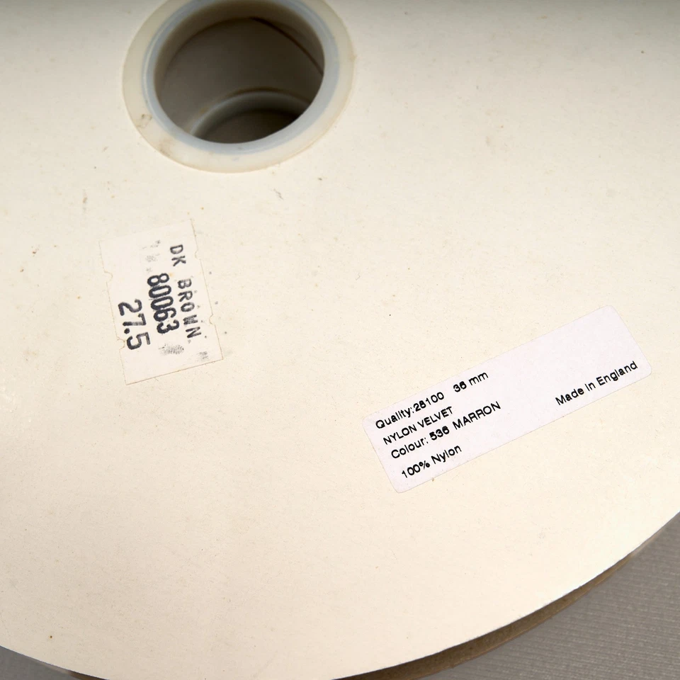 Vintage Velvet Ribbon Dark Brown 1.5" Nylon Made England 22.5 Yards - Image 2 of 4