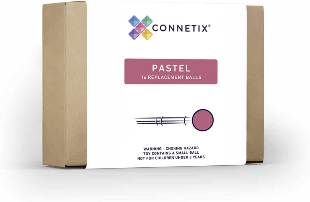 CONNETIX Wooden Ball Pack, 16pc Pastel Colors, Ball Run Accessory Set