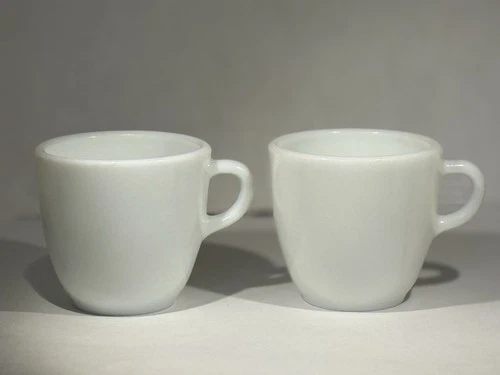 Vintage Pyrex White Milk Glass Mugs. -Set of 2 Coffee/ Tea Cups Made In USA