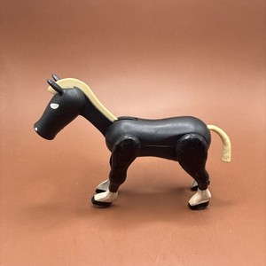 Vintage Fisher Price Little People Black Horse Made Hong Kong Castle or Farm