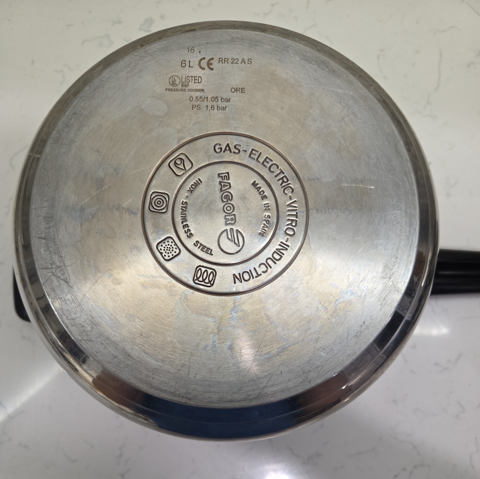 Fagor 6L INOX Stainless Pressure Cooker RR 22 A S Gas Electric Induction Vitro