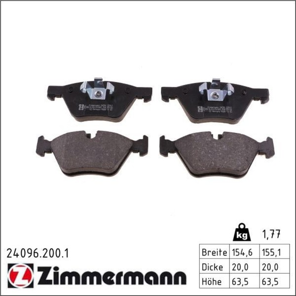 Zimmermann 24096.200.1 Bremsbelagsatz FüR Bmw 1 3 E91 E90 E92 E93 E81 E82 E88-image