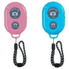 2-Pack Camera Shutter Remote, 1 Pink, 1 Blue, Wireless, iOS, Android, Phone