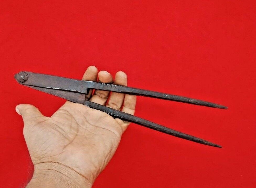Antique Hand Engraved Masonry Compass: 1800's Decorative Engineering Tool