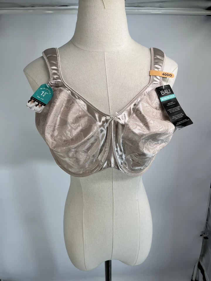 Novo Sutiã Bali Feminino 40DD Conjunto de 2 Minimizadores Conforto Underwire Floral Bege - Imagem 3 de 4