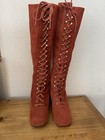 RARE Vintage 1960s/70s Women’s Rust Suede Lace Up Boots Size 8 Boho Boots