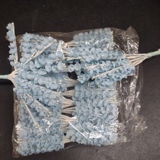 144 Pieces: Vintage Lily Of The Valley Silk Flower Stems, Baby Blue w/Pearl Buds