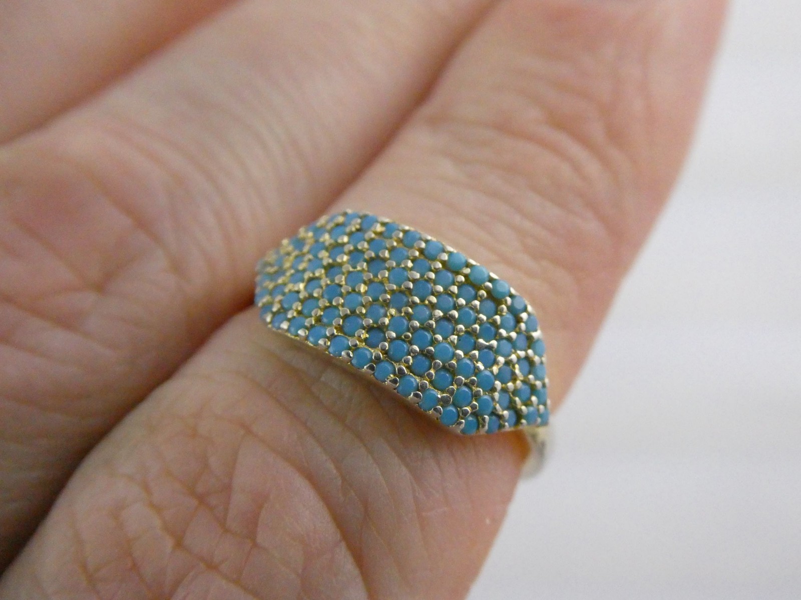 Native Gem Sterling Silver Turquoise Array Ring 9… - image 1