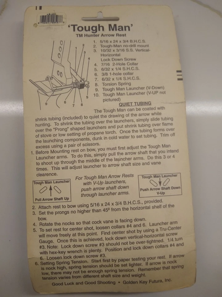 Tough Man AR-206-RH Llave Dorada Futura Reposaflechas Cuna NUEVO Foto 4 de 4