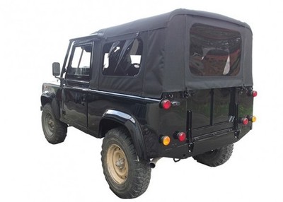 Defender 90 Full Mohair Hood WSW Smoke Belt Rail L188 Cage-Black AWT90SMBRBLL188