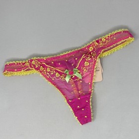 Agent Provocateur Connie Pink Yellow Thong AP3 Medium NWT