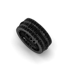 Eternity Engagement Black Onyx Ring 925 Sterling Silver Wedding Band Ring Set
