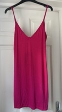 BNWT Pretty Little Thing Hot Pink Extreme Plunge Strappy Bodycon Dress Size 12