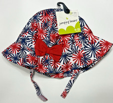 Girls Sun Hat Fireworks Print Patriotic Labor Day July 4TH UPF Summer 6-18M