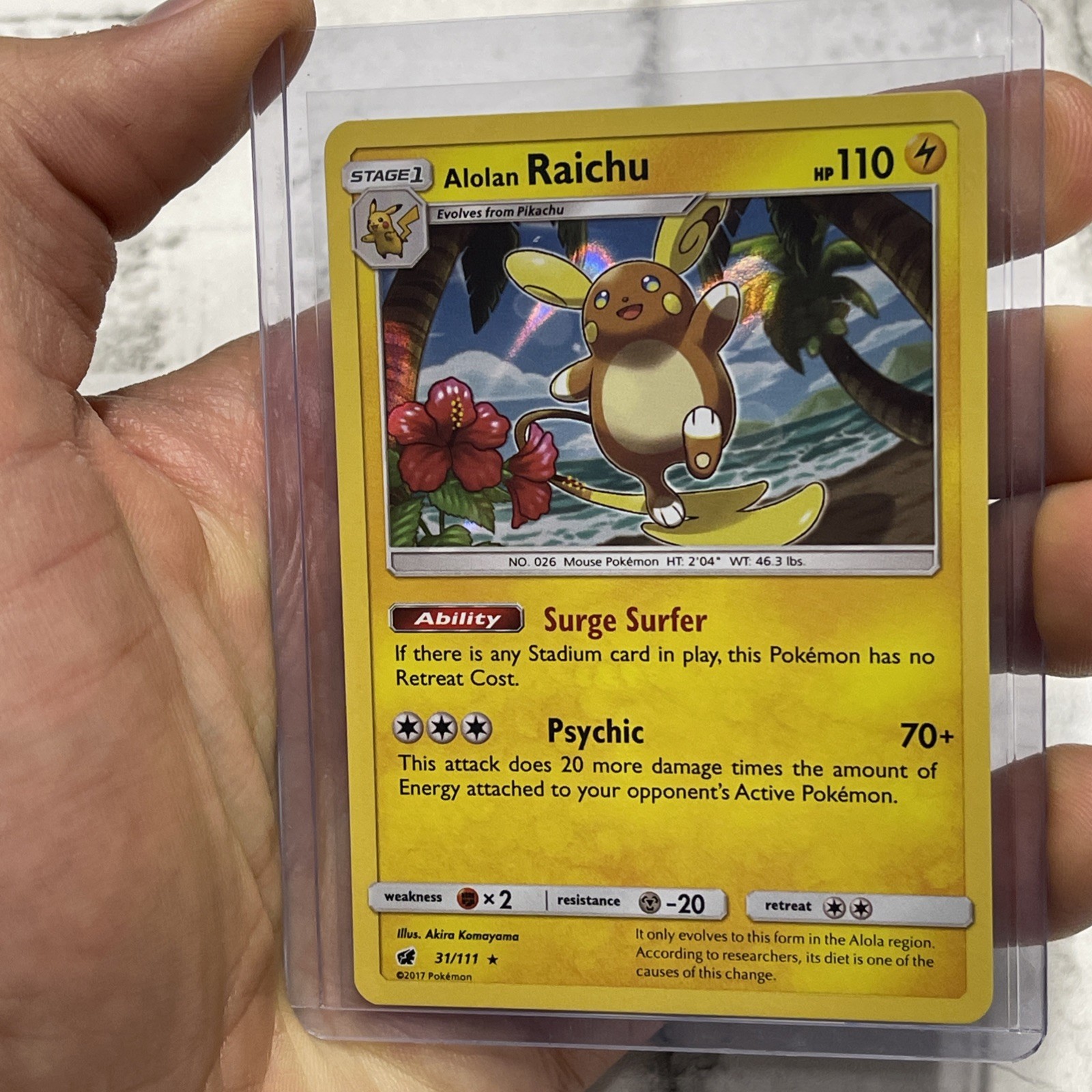 Alolan Raichu 2017 Crimson Invasion Holo Rare Pokemon Card 31/111 NM Near Mint