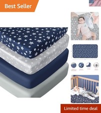 Soft Microfiber Fitted Crib Sheets 4 Pack - Machine Washable  Fade Resistant