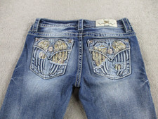 Miss Me Jeans Women 28 Blue Signature Skinny Angel Wings Flap Pocket Embellished