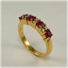 2Ct Round Cut Lab-Created Ruby Half Eternity Ring 14K Yellow Gold Plated Silver