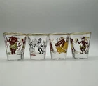 Vtg Jungle African Novelty 4 Shot Glasses Barware Mid Century Federal Glass MCM