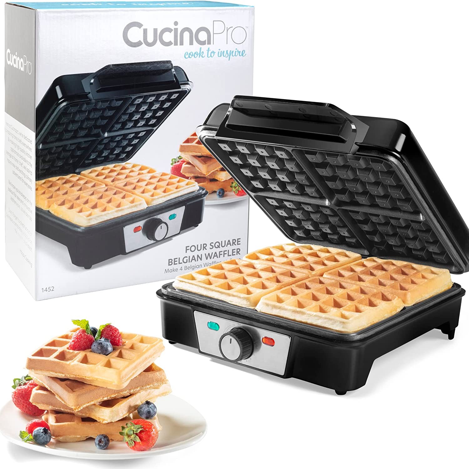 CucinaPro Four Square Belgian Waffle Maker - Thumbnail 2