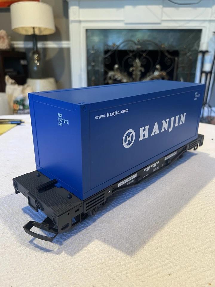 LGB 40853 G Scale TTX Hanjin Container Wagon - Image 2 of 4
