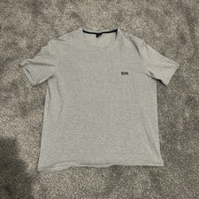 Image of BOSS HUGO BOSS Men's Grey Cotton Logo T-Shirt L Short Sleeve Crew Neck