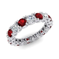 Sterling Silver 925 Ruby Brilliant-Cut Round 4.00mm Eternity Band Ring