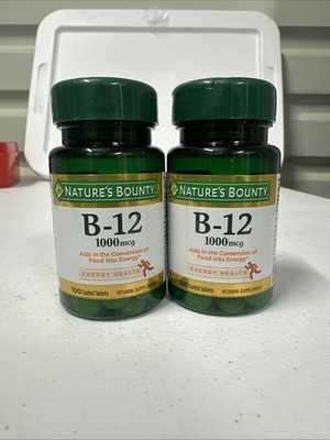 (Pack 2) Nature's Bounty Vitamin B-12 1000 mcg Tablets 100 Each 4/27