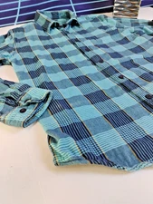 MEN'S LARGE BRIXTON BOWERY LONG SLEEVE BUTTON UP BLUE PLAID FLANNEL SHIRT