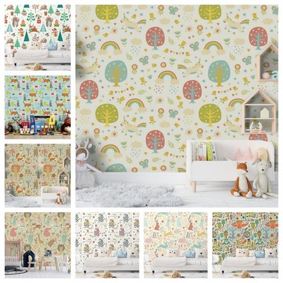 3D Cartoon Animal Forest Self-adhesive Wallpaper Removable Wallpaper Wall Mural