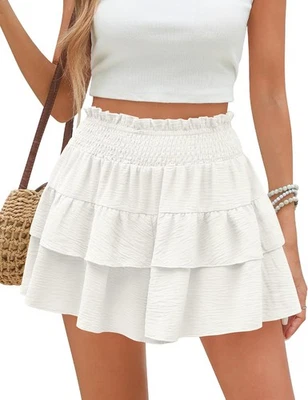Jupe Short Femme Été Chic Élégant Taille Haute Elastique Mini Jupe Courte Sexy - Photo 1/4