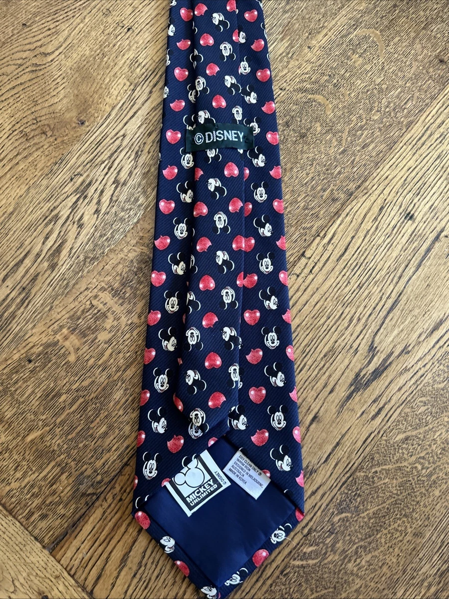 Vintage Y2k Disney Mickey Mouse Men's Tie Character Necktie Red Hearts