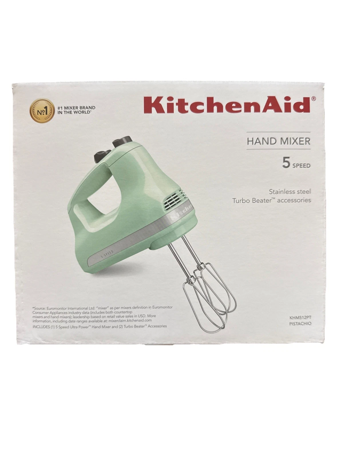 KitchenAid 5-Speed Ultra Power Hand Mixer - Pistachio New In Box KHM512PT
Opens in a new window or
