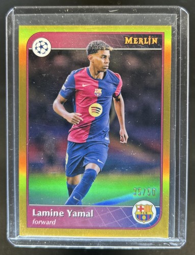 2024-25 Topps Merlin Chrome UEFA Lamine Yamal Gold Refractor #/50 Barcelona