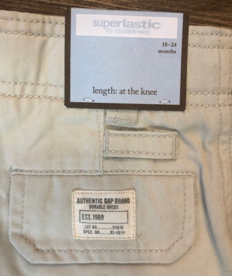 Short Cargo Bébé Gap - 0-3 Mois, Beige, Coton, Taille élastique, Poches (Très Bon état)